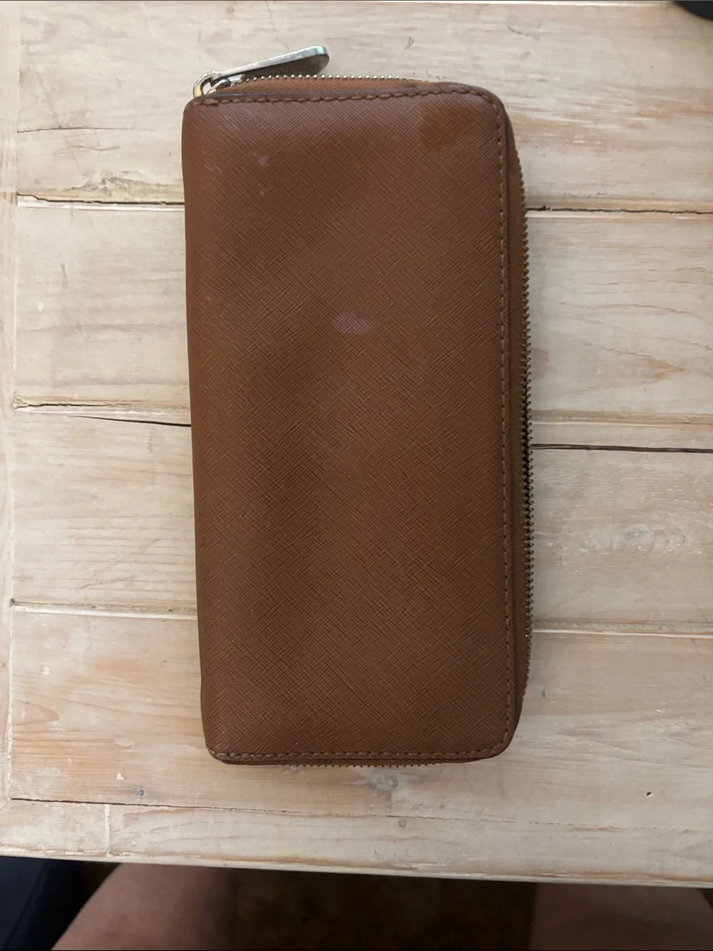MICHAEL KORS JET SET Acorn Brown Zip Around Leather Continental Wallet